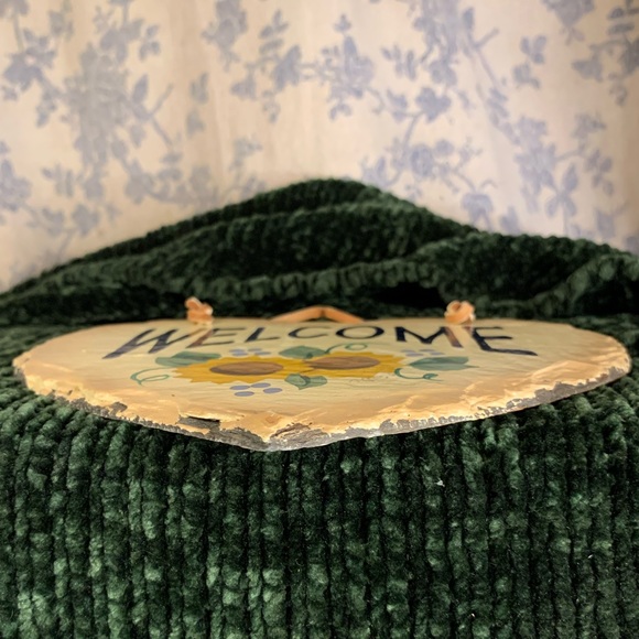 VTG Heart Stenciled Slate Welcome Sign Handcut Hand Painted from NOLA Roof Tile - Picture 5 of 7